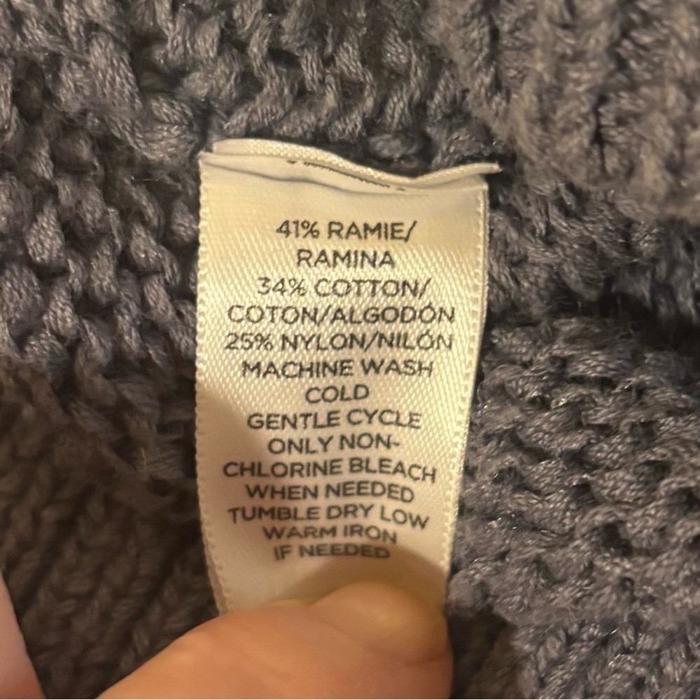 LOFT Heathered Blue Crew Neck Sweater in Ramie & Cotton Size L - Picture 5 of 7
